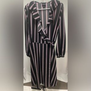 Who What Wear‎ Ruffle Wrap Dress Black/White/Maroon size XXL Dressy